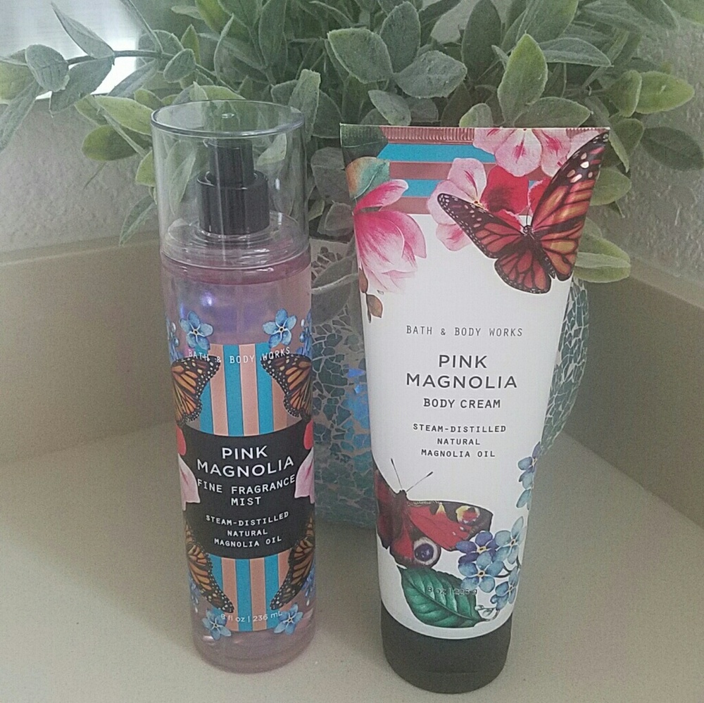 Bath and body works pink magnolia set